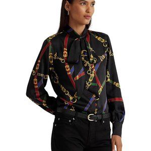 LAUREN Ralph Lauren Sleeveless Bow Blouse, Size Small